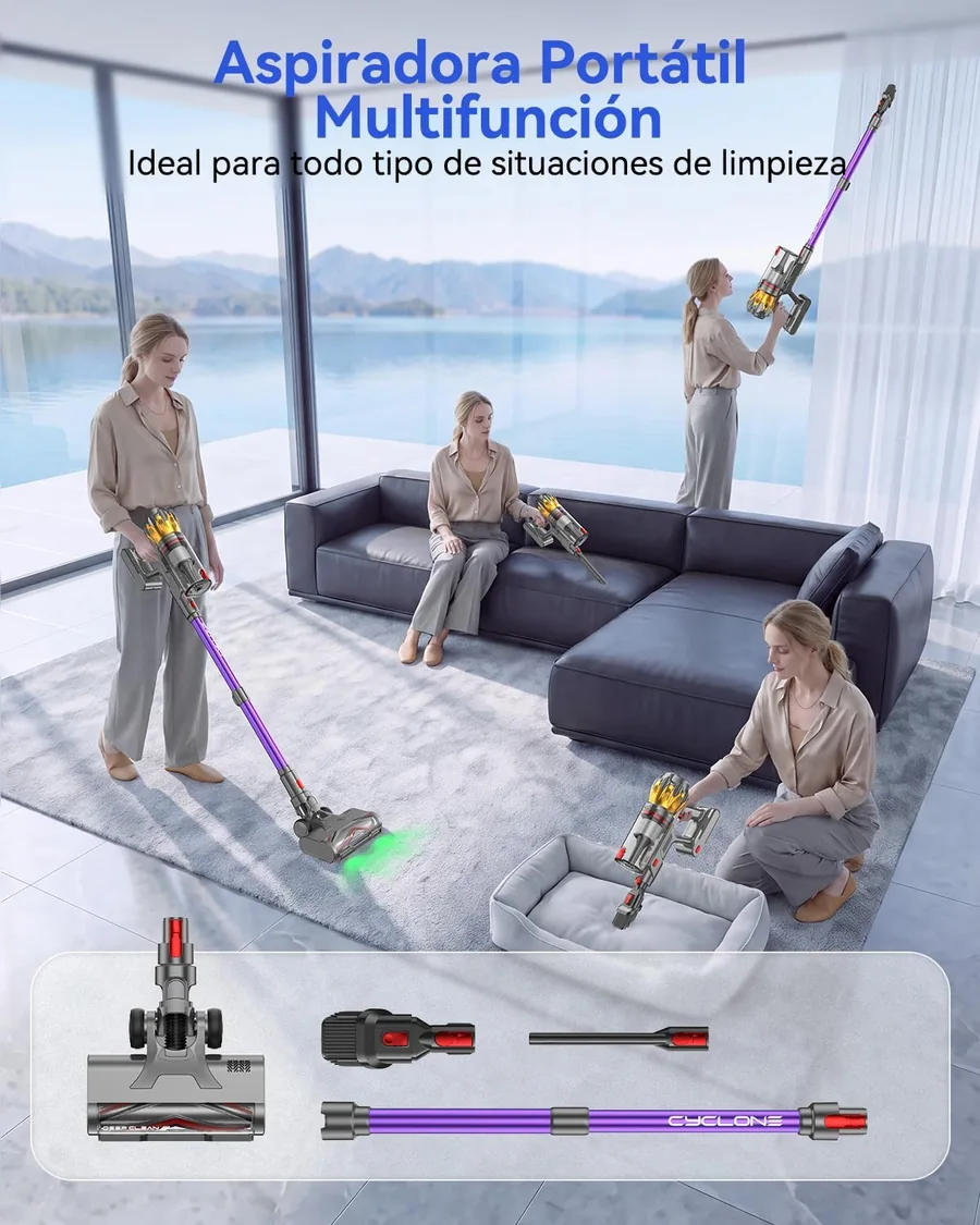 El Vistefly V16 como aspiradora de mano con sus accesorios