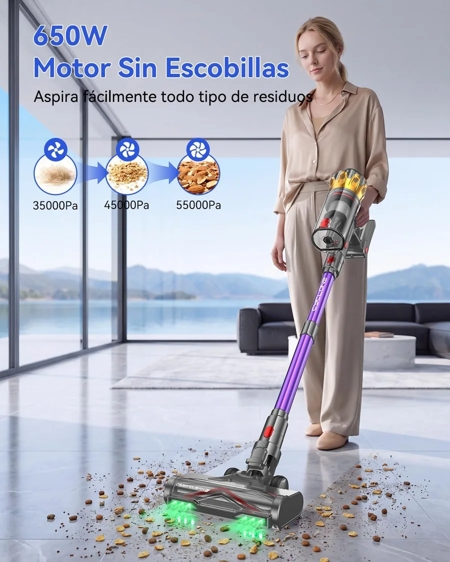 Aspiradora Vistefly V16 en uso en un salón luminoso