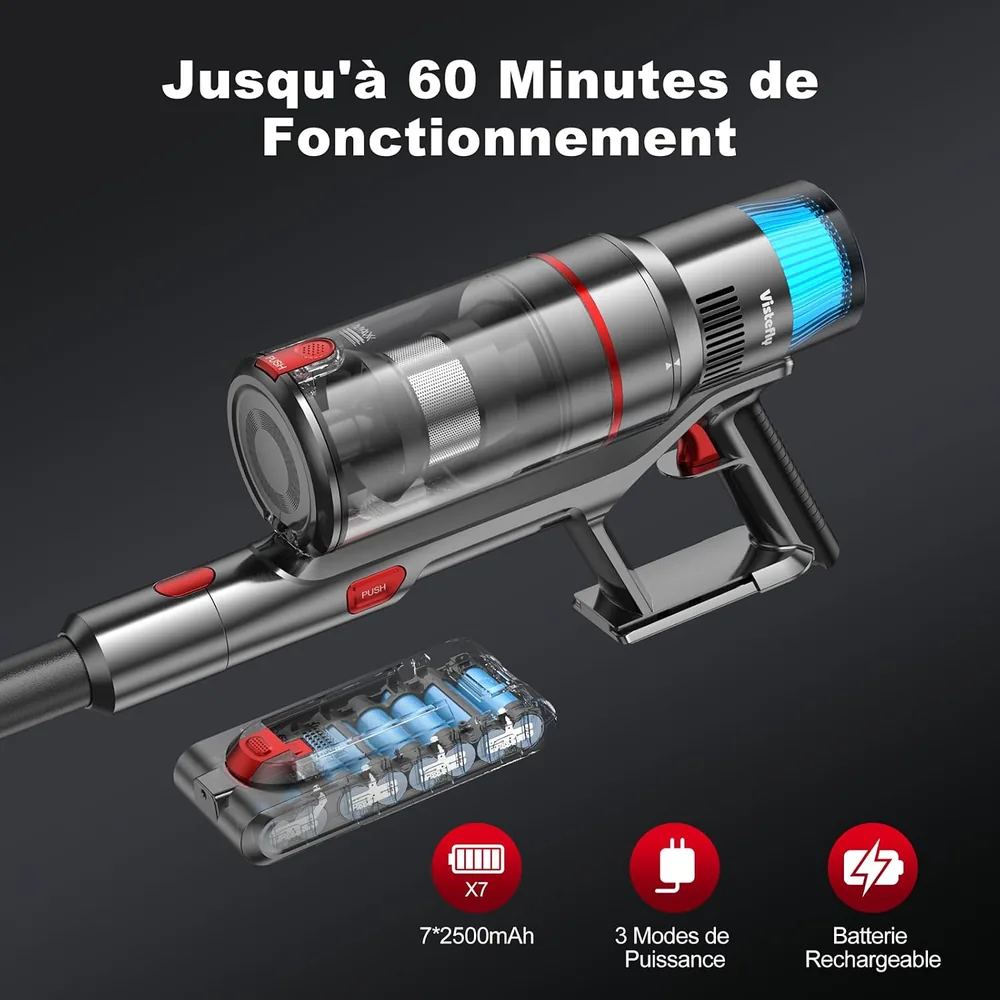 Jusqu'à 60 minutes de fonctionnement avec le Vistefly V15